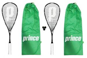 2 x Prince Team Noir Original 800 Raquettes De Squash + Balles De 3 Squash