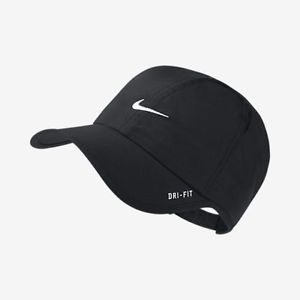 BNWT Nike FeatherLight Cap Hat Dri-Fit Running/Tennis 595510-010 Black/White DS