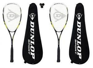 2 x Dunlop NanoMax Pro Raquettes De Squash + Balles De 3 Squash