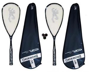 2 x Browning ESP 110 Ti Nano Raquettes De Squash + Balles De 3 Squash