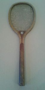Vintage Antique  Spalding Flat Head Greenwood Wood Racquet Circa 1905