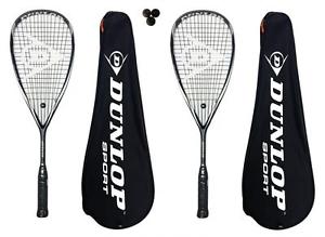 2 x Dunlop Blackstorm Titane Raquettes De Squash + Balles De 3 Squash