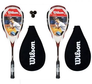 2 x Wilson K 150 Raquettes De Squash + 3 Balles De Squash