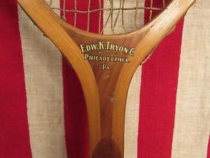 Vintage Antique Edw K.Tryon Wood Tennis Racquet Glenwood Great Display! Phila,PA