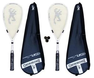 2 x Browning ESP 100 Ti Nano Raquettes De Squash + Balles De 3 Squash