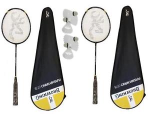 2 x Browning Plasma Nano 75 Raquettes De Badminton + 6 Carlton Navettes