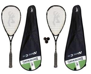 2 x Browning NanoTec Ti 140 Raquettes De Squash + Balles De 3 Squash