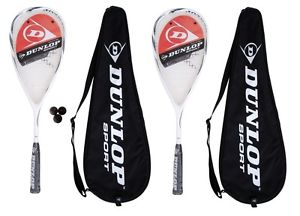 2 x Dunlop Max Lite Titane Raquettes de squash + Balles De 3 Squash