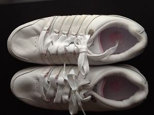 NEW WOMENS K-SWISS LIMITED EDITION LOW WHITE & PINK TENNIS SHOES 9.5