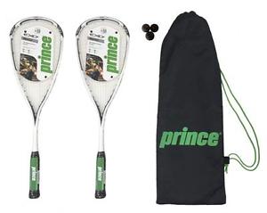 2 x Prince EXO3 Warrior Raquettes De Squash + 3 Balles De Squash Dunlop