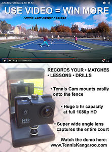 Tennis Cam 1080p HD VideoCam and Fence Tennis Camera Mount