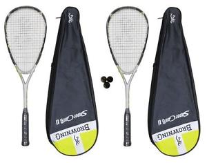 2 x Browning Super Arme à feu Ti 120 Raquettes De Squash + Balles De 3 Squash