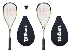 2 x Wilson Ripper 135 BLX Raquettes De Squash + Housse + Balles De 3 Squash