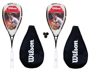 2 x Wilson Ripper BLX Raquettes De Squash + 3 Dunlop Balles De Squash Pro