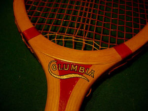 ANTIQUE VINTAGE WRIGHT & DITSON WOOD TENNIS RACQUET CIRCA 1925 MODEL: COLUMBIA