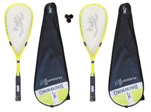 2 x Browning - Plasma Nano 100 Raquettes De Squash + 3 Dunlop Balles Pro