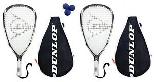 2 x Dunlop Blackstorm Titanium Racquetball Raquette + 3 Boules