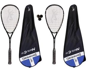 2 x Browning Nanotec Ti 130 Raquettes De Squash + Balles De 3 Squash