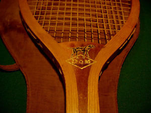 ANTIQUE VINTAGE DRAPER & MAYNARD WOOD TENNIS RACQUET W/CASE RACKET CIRCA: 1911