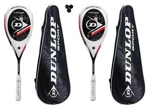 2 x Dunlop Biomimetic Pro Lite Raquettes De Squash + 3 Dunlop Balles De Squash