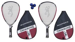 2 x Browning CarboTech Raquette Racquetball Avec Pochettes +3 Dunlop Balles