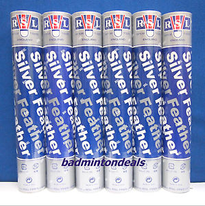 6 DOZEN RSL SILVER FEATHER BADMINTON SHUTTLECOCKS