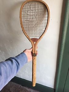 Antique Rare Cork Handle Tennis Racquet Boston Racket Sears