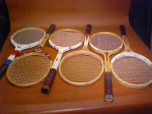 6 Vintage Wood Tennis Racquets - Aristocrat,Davis,Slazenger,Winsten,Chemold,Natl