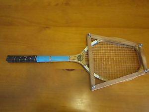 VINTAGE WOOD TENNIS RAQUET THE GOLD MEDAL WITH A PRESS