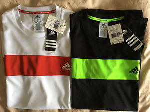 ADIDAS Men`s Galaxy Tennis Tees Lots of 2 White/Red & Black/Neon Green XL