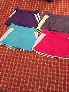 4 LADIES NIKE DRI-FIT TENNIS SKIRTS - MEDIUM - PURPLE, AQUA, PINK, GREY