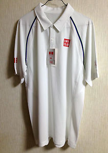 UNIQLO Novak Djokovic Tennis wear White Polo Shirt 2015 Wimbledon model sz XL