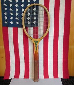 Vintage Wright & Ditson early Wood Tennis Racquet Gold Star Antique Nice Display