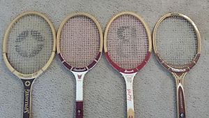 LOT of 4 Vintage Tennis Rackets Billie Jean King Signature Wimbledon Us Open
