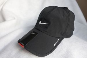 New Nike FeatherLight lite Cap Hat Dri Fit Running Tennis 595510-010 Black/White