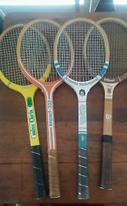 4 VINTAGE TENNIS RACKETS:  BILLIE JEAN KING CHRIS EVERT ROSIE CASALS GOOLAGONG