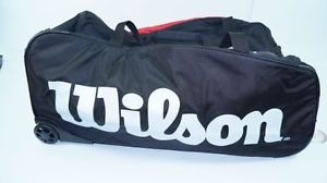 *NEW*Wilson Wheeled Travel Duffel Bag black tennisbag red racketholder travelbag