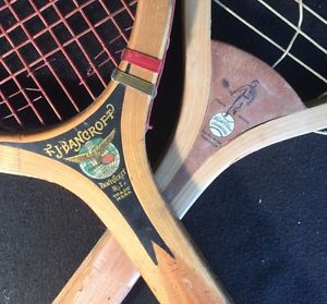 ANTIQUE F.J. BANCROFT WOOD TENNIS RACKET VINTAGE 1915 plus Wright Ditson LOT Two