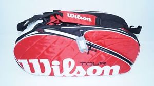 *NEW*Wilson Tour 4 red Backpack tennisbag classic pack racket holder white black