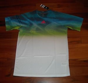 NWT Men's Adidas Adizero Tennis  Shirt Size L Color White/Blue/ Green/Red