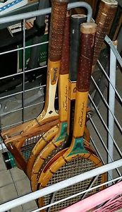 5 VINTAGE WOODEN TENNIS RACQUETS FOR DECORATIONS  (LOC-RRCLsh)