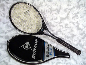 Vintage DUNLOP McENROE PLUS Midsize Aluminum Tennis Racket with Cover 4 3/8"
