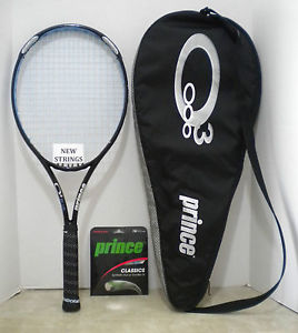 Prince Triple Threat O3 Blue OS 110 Tennis Racquet 4 1/2 -  NEW BLUE STRINGS+VGC