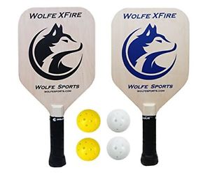 Wolfe Wooden Premium Pickleball Paddle Set / Premium - 2 Paddles 4 Outdoor Balls