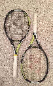 Two (2) Yonex Ezone Ai 100 4 3/8 Tennis Racquets and New Grommet Kit