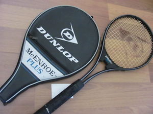Vintage Dunlop McEnroe Plus Midsize Aluminum Tennis Racket w/cover 4 3/8