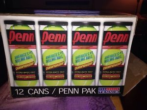 Sealed Box Of 12 Cans PENN 1 Extra-Duty Felt Tennis Balls! Hard Court/ Asphalt..