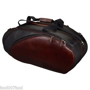 Wilson Premium Steer Leather 6 Pack Tennis Racquet Bag Authorized USA Seller!