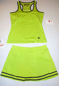 Boast Tennis Outfit 2 Pc Set Tank Top & Pleated Skirt Womens Sz XS Lime Punch