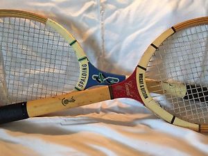 LOT OF 2 VINTAGE WOOD TENNIS RACKETS & GAURDS - WRIGHT AND DITSON SPALDING